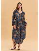 P Shirt Collar Belt Detailed Blue Bohemian Dress 4451